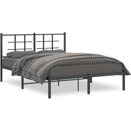 vidaXL Metalni okvir za krevet s uzglavljem crni 140x200 cm