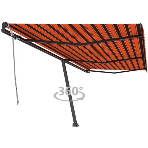 vidaXL Prostostoječa ročno zložljiva tenda 600x350 cm oranžna/rjava