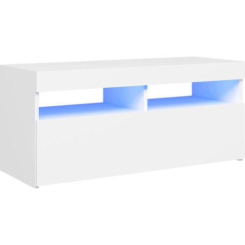 Maison Chic TV omarica - TV stojalo - Televizijska omarica z LED lučkami bela 90x35x40 cm, (21701014) Slike