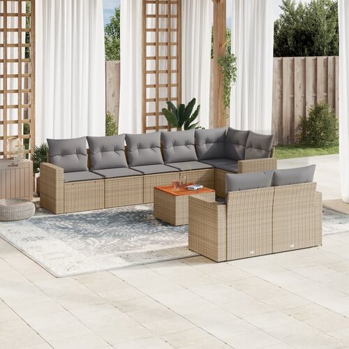 vidaXL 9-dijelni set vrtnih sofa s jastucima bež od poliratana Cijene