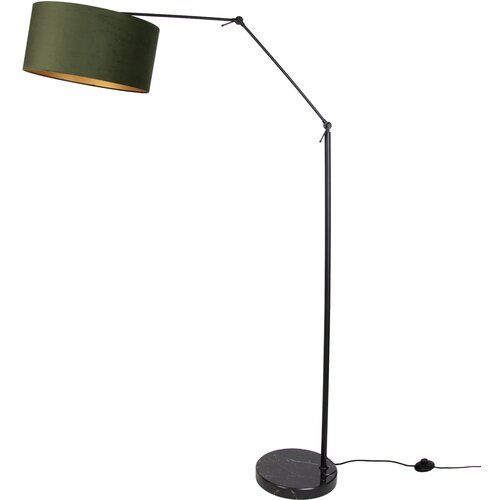 QAZQA Vloerlamp zwart verstelbaar met kap groen en gouden binnenkant 50cm - Editor Cene