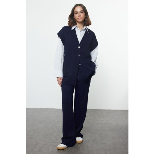 Trendyol Navy Blue Knitwear Vest Trousers Bottom-Top Set Slike