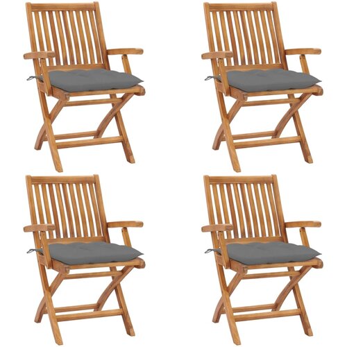 vidaXL zložljivi vrtni stoli z blazinami 4 kosi trdna tikovina Cene