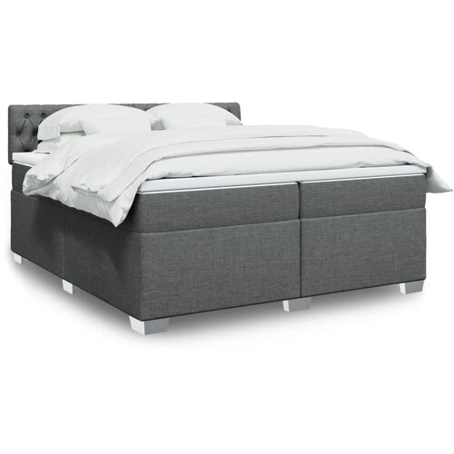 VidaXL Krevet s oprugama i madracem tamnosivi 200 x 200 cm od tkanine Slike