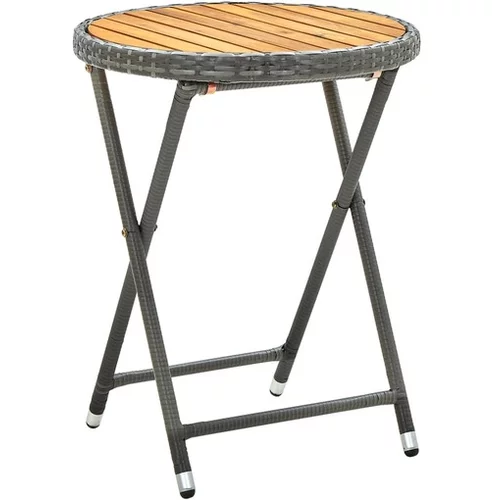  Čajna mizica siva 60 cm poli ratan in trakacijev les