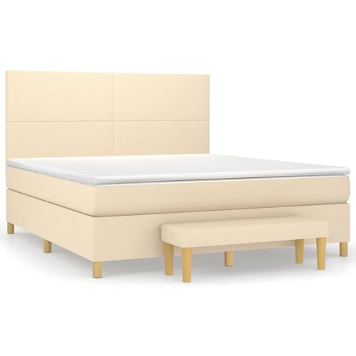 vidaXL Box spring postelja z vzmetnico krem 160x200 cm blago, (20897111) Cene