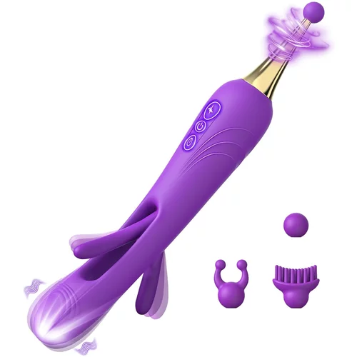 SuperLove Olina Flapping Pen Clitoral Dual Vibrator Purple