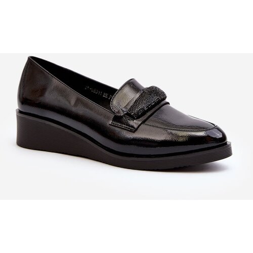 VINCEZA Women's Black Patent Loafer Shoes Polike Cene