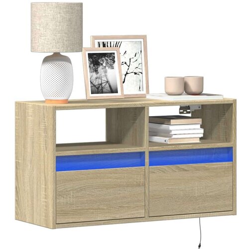 VidaXL Zidni TV ormarić s LED svjetlima boja hrasta 80 x 31 x 45 cm Slike