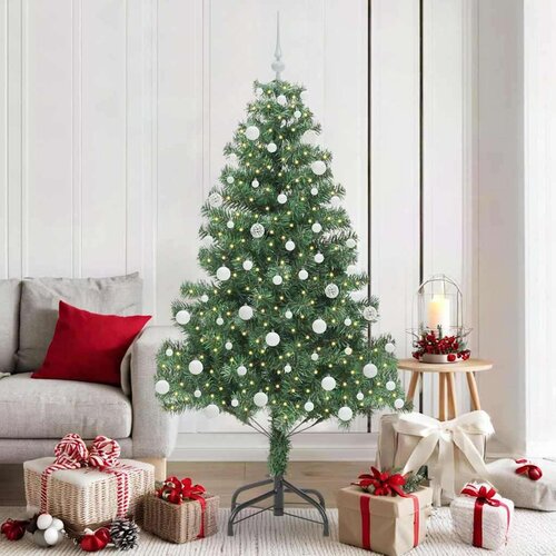 vidaXL Božično drevo med 300 LED z stojalom Zelena 180 cm PVC Cene