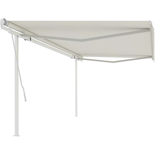 VidaXL Ročno zložljiva tenda s stebrički 5x3 m krem Slike