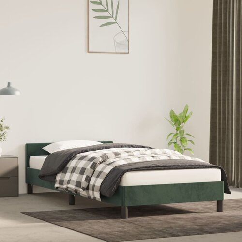 VidaXL Posteljni okvir z vzglavjem temno zelen 100x200 cm žamet Slike