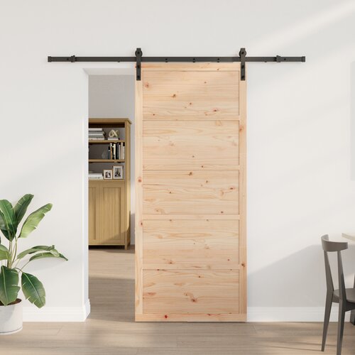VidaXL Klizna vrata Smeđa 90 x 208 cm Masivna borovina Slike