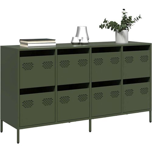 vidaXL Komoda olivno zelena 135x39x73,5 cm hladno valjano jeklo Cene