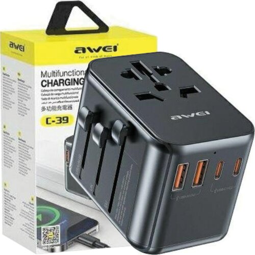 Awei OMREŽNI ADAPTER 2XUSB+3XUSB-C C-39 35W 4V1 ZA TELEFONE ČRN, (22007351) Cene