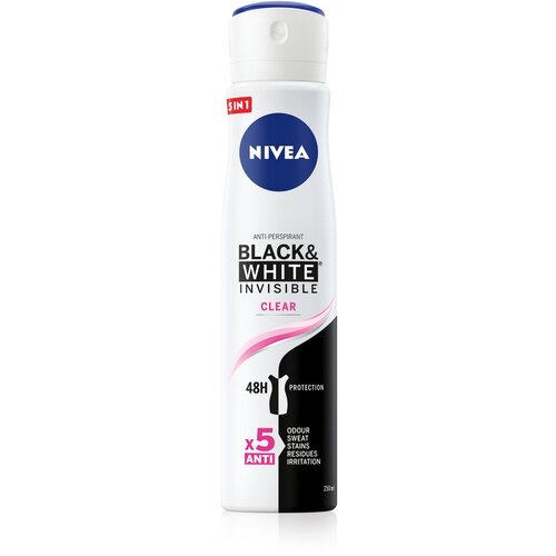 Nivea BLACK&amp;amp;WHITE INVISIBLE Clear sprej za žene 250ml Slike
