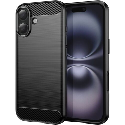 AVIZAR Ovitek za iPhone 17 iz silikona z učinkom karbona in bru&scaron;eno teksturo, Črna, (5000189031) Cene