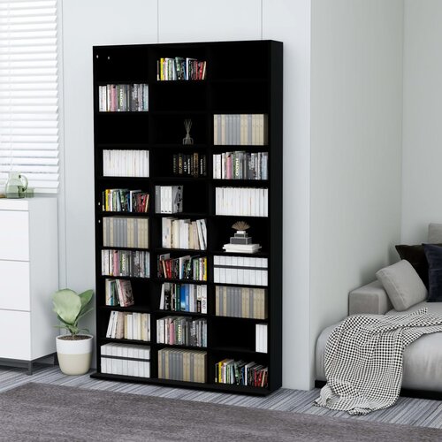 VidaXL Ormarić za CD-ove crni 102x16x177,5 cm od konstruiranog drva Slike