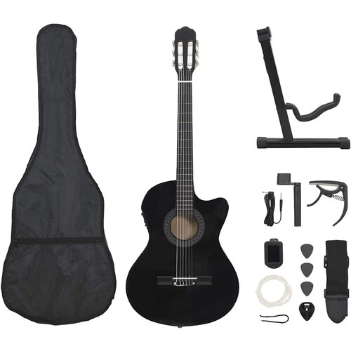  12-dijelni set gitare Western s ujednačivačem i 6 žica crni Cene