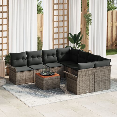 vidaXL set od 9 vrtnih sofa s jastučićima sivi poli ratan akacija Cijene