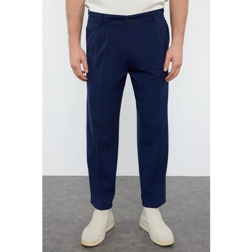 Trendyol Navy Blue Pleated Classic Baggy Fit Fabric Trousers