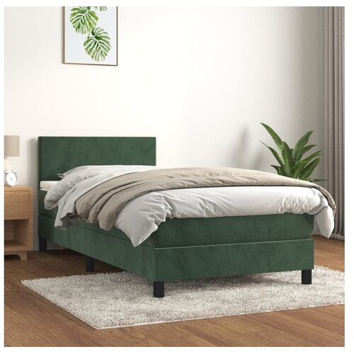  Box spring postelja z vzmetnico temno zelena 80x200 cm žamet Cene