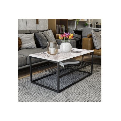 Decortie Asude Klub sto, 95x43x55cm, Bijelo-crni Slike