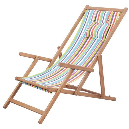  Zložljiv stol za na plažo blago in lesen okvir večbarven Cene
