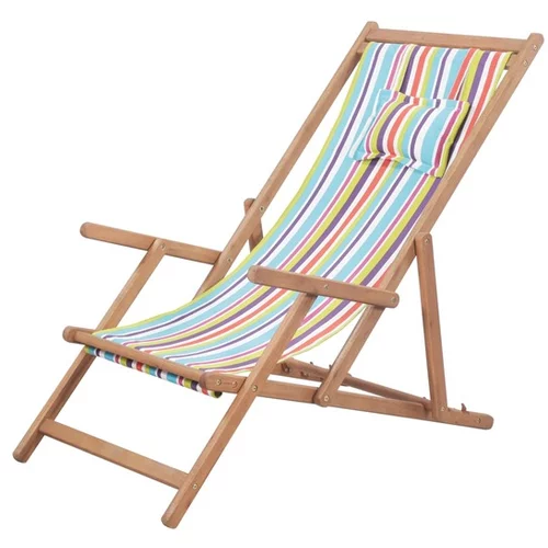 zložljiv stol za na plažo blago in lesen okvir večbarven