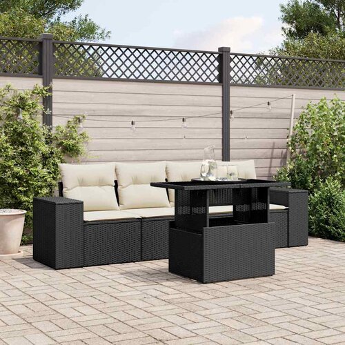 5-dijelna vrtna garnitura od poliratana s jastucima crna 100 x 55 x 73 cm Cijene