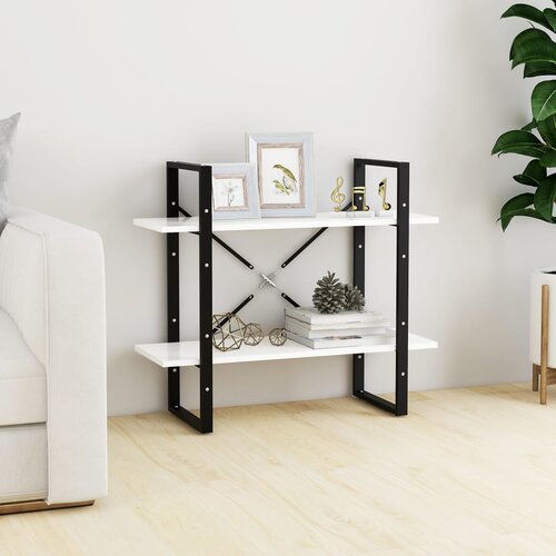 The Living Store Knjižna omara 2-nadstropna bela 80x30x70 cm iverna plošča - Knjižna Omara, (21436441) Cene