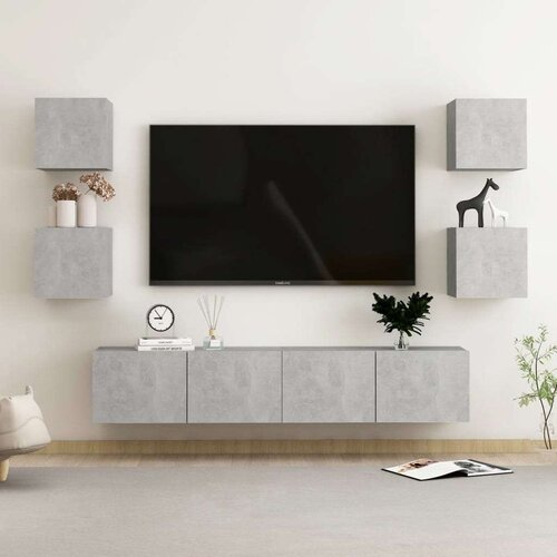  6-dijelni set TV ormarića siva boja betona od iverice Cijene