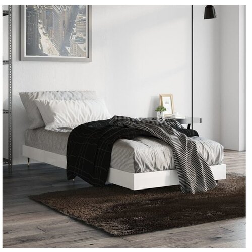 VidaXL Okvir za krevet visoki sjaj bijeli 75x190 cm konstruirano drvo Slike