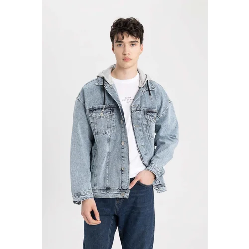 Defacto Oversize Fit Hooded Jean Jacket