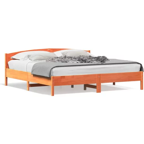  Okvir kreveta s uzglavljem voštano smeđi 180x200 cm od borovine