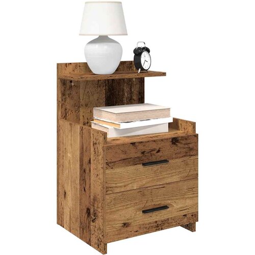 VidaXL Noćni ormarići 2 kom s 2 ladice staro drvo 40x36,5x62 cm Slike