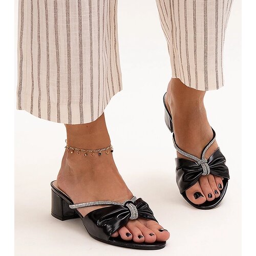 Gemre Embellished block heel mules with rhinestones Anbrani Cene