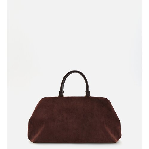Reserved Torba shopper od umjetne bru&amp;scaron;ene kože - tamnosmeđe Slike