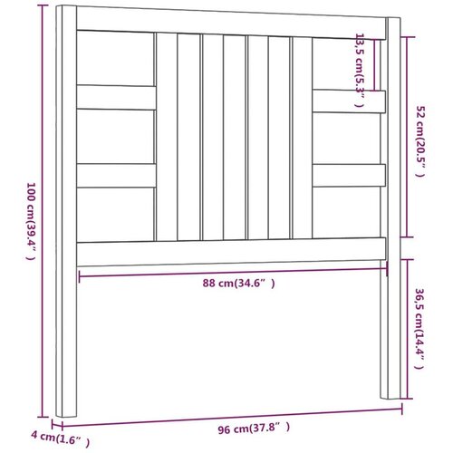  Uzglavlje za krevet boja meda 96 x 4 x 100 cm masivna borovina Slike