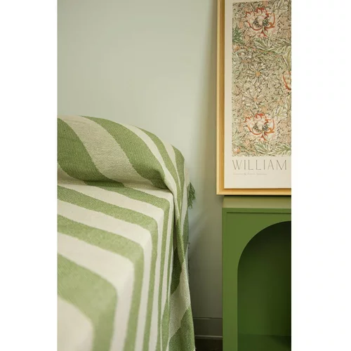 Really Nice Things Zeleno/bež pregrinjalo za zakonsko posteljo 240x240 cm Green Lines – Really Nice Things