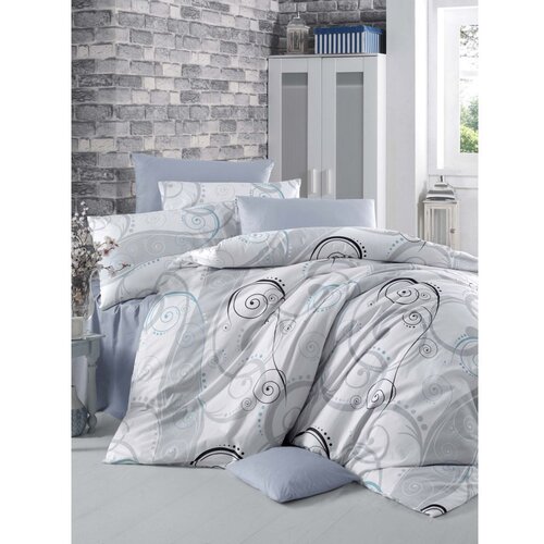 Colourful Cotton G&amp;uuml;liz whitegreyblack ranforce king quilt cover set (eu) (es) Slike