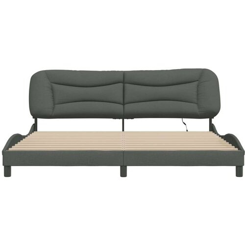  Okvir kreveta s LED svjetlima tamnosivi 200 x 200 cm od tkanine Slike