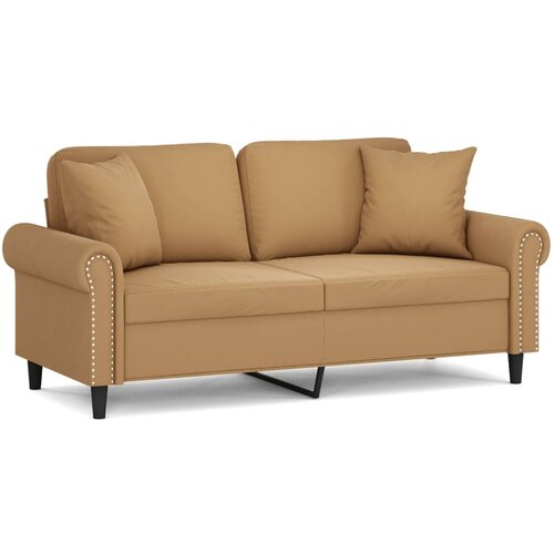 vidaXL Kavč dvosed z okrasnimi blazinami rjav 140 cm žamet, (20924360) Cene