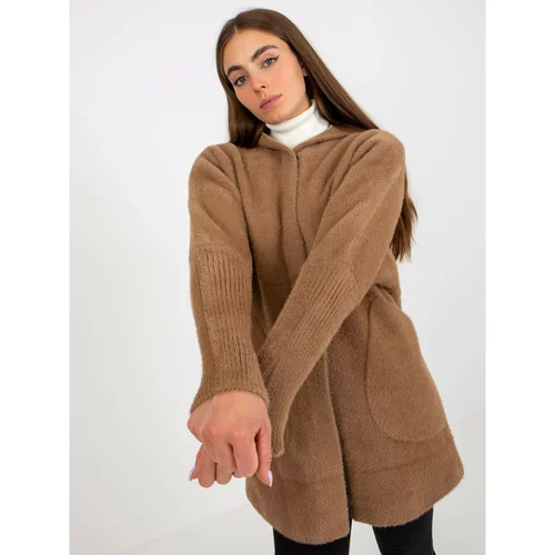 Fashion Hunters Light brown women's alpaca coat with Carolyn wool