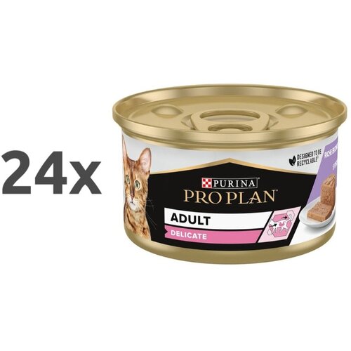 Purina Pro Plan Cat Adult Delicate pa&amp;scaron;teta, konzerva - puran - 85 g 24 x 85 g Slike