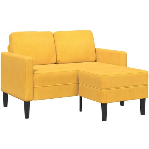 SOFA 2-sjed s ležaljkom u obliku slova L svijetložuta 125cm lan Slike