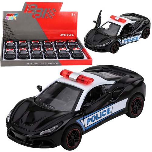  Sportski automobil Policijski automobil s motoriziranim metalnim navlakom za povlačenje Crni 1:43 Cene