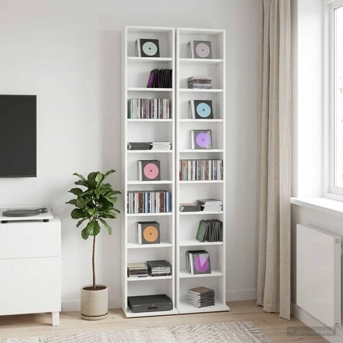 Cd ormar 2 kom. Bijela 33 x 23,5 x 175 cm Konstruirano drvo Slike