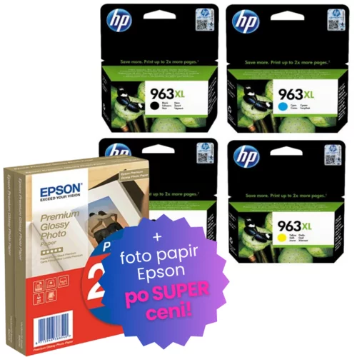 Epson Komplet kartuš HP nr.963 XL (BK/C/M/Y), original + foto papir po SUPER ceni