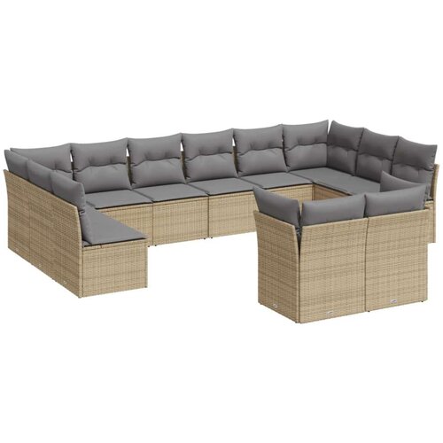 vidaXL 12-dijelni set vrtnih sofa od poliratana s jastucima bež Cijene